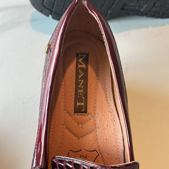 Burgundy Wine Red Loafers Patent Leather Comfortable Wedge Loafers Work Manet - Picture 8 of 9